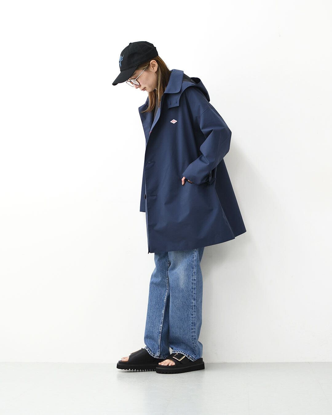 DANTON ダントン フード付きワークコート 42 ブルー 日本製 DANTON [ダントン] W 3-Layer Cloth Hooded Balmacaan Coat [DT
