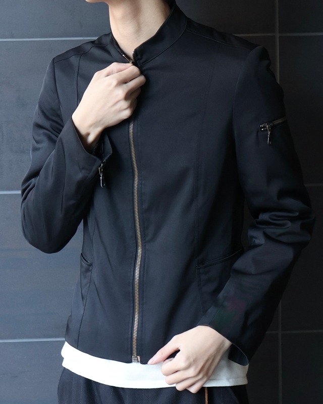 stand collar zip up blouson