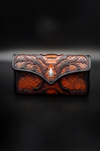 Item No.0350：Tear butt medium flap Wallet/Diamond python tangerine/RE-5