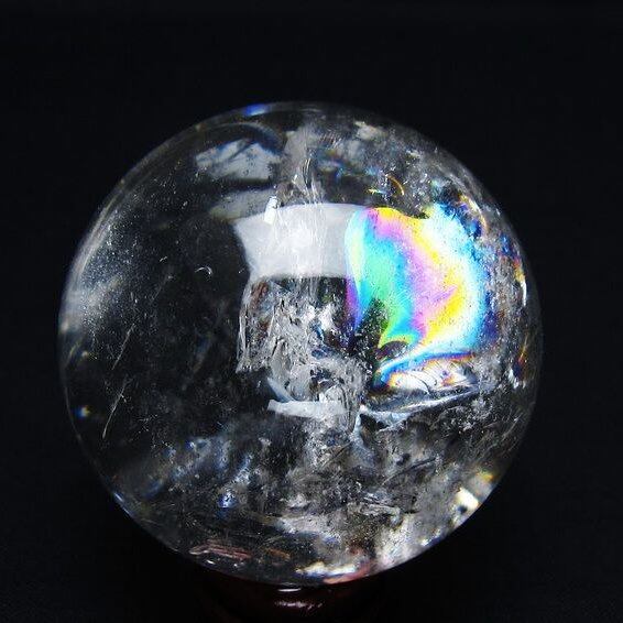 水晶 丸玉 虹入り 53mm スフィア 置物 水晶玉 一点物 151-8782