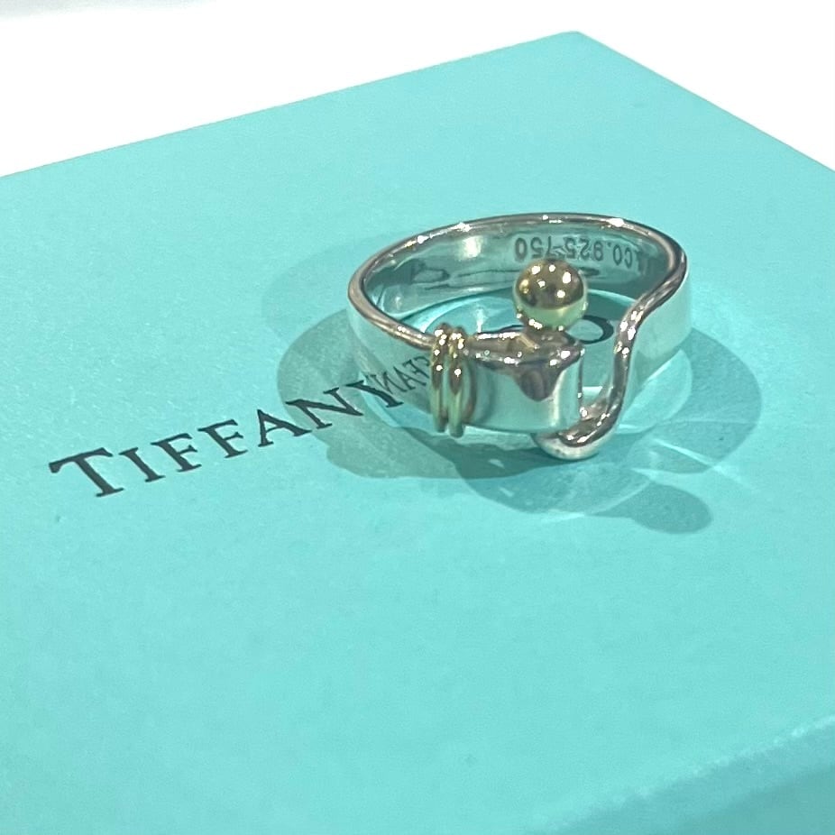 TIFFANY&CO】2023フックゴールドリング 11号／シルバー925×K18金