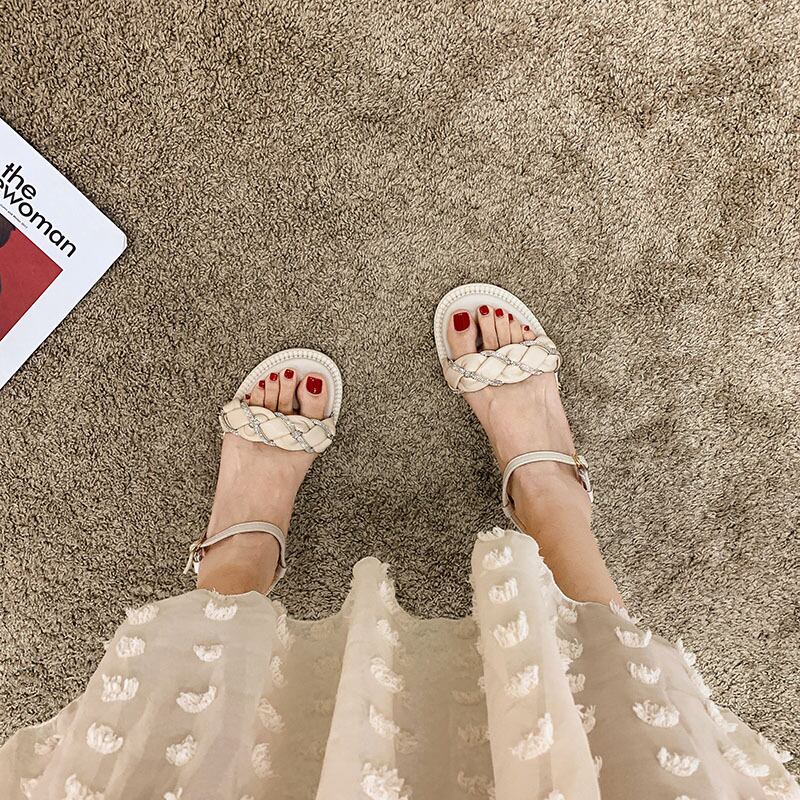 サンダルサマーラインストーンレッドスタイル 靴 シューズ 夏物 フェイクシューズ63429062760