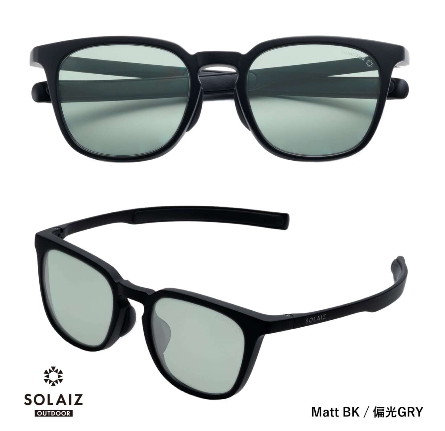 Outdoor Use SOLAIZ 偏光サングラス メンズ レディース UVカット 反射防止 撥水 SLD-005 Matt BK
