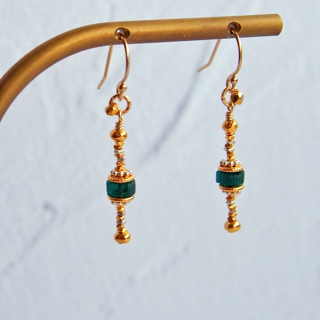 ローマングラス　カレンシルバー　ピアス　14kgf