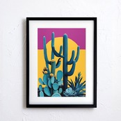 覇王樹｜カラフル×レトロポップなサボテンアート｜ヴィンテージ空間を格上げする洗練ポスター｜A2ポスター