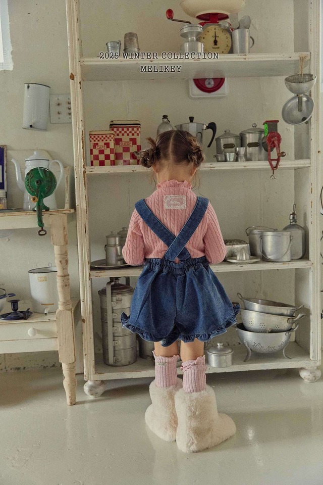 [即納M/L]≪MELIKEY≫Velvet Denim Frill Suspender 35