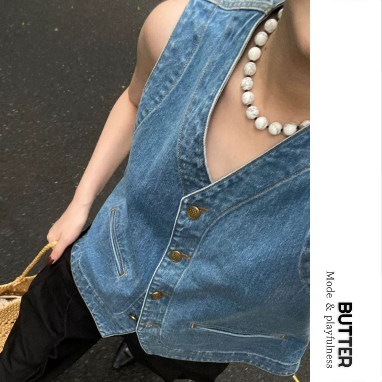 V-Neck Denim Vest 01381