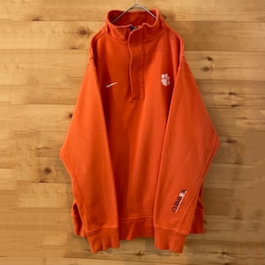 【NIKE】カレッジ クレムソン大学 CLEMSON UNIVERSITY ハーフジップ スウェット プルオーバー スウッシュ 刺繍ロゴ M ビッグサイズ ナイキ US古着