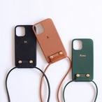 【送料無料】ショルダーストラップ付  刻印 オリジナル iphoneケース 箔押し イニシャル刻印 名入れ PUレザー オリジナル カバー iPhone12 iPhone13