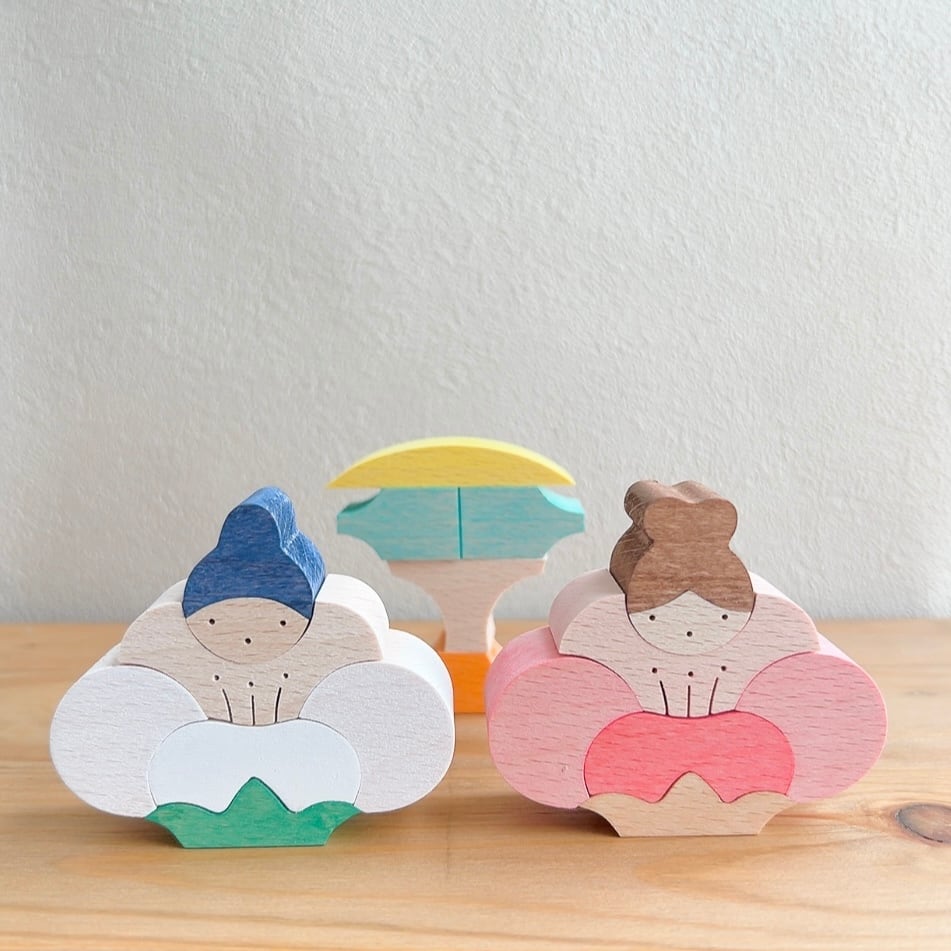 小黒三郎 組み木のひな人形 KH533 梅の花坐りびな 小黒三郎 梅の