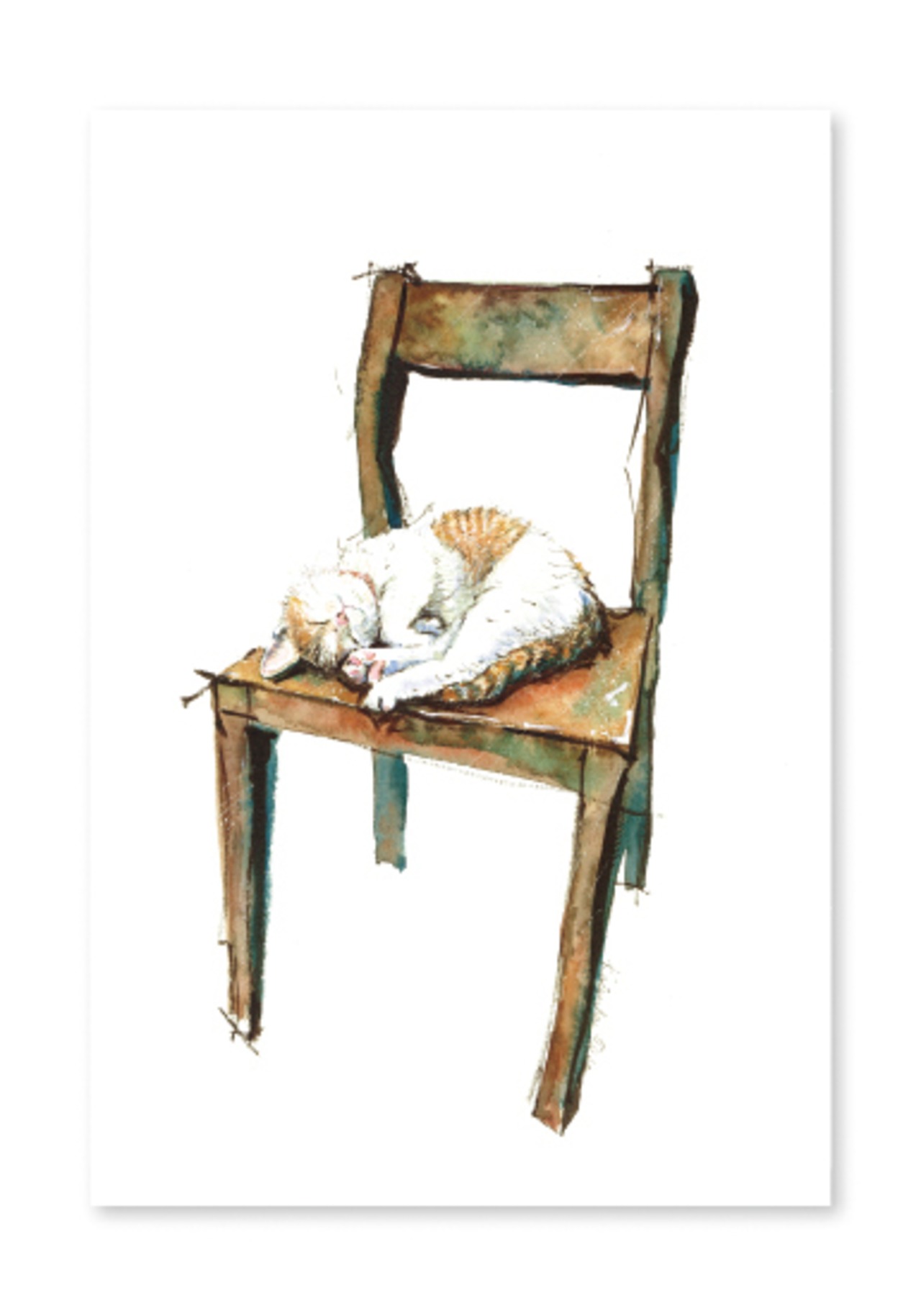 オリジナルポストカード　椅子と猫