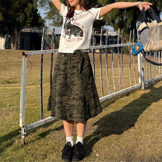 camouflage long skirt　迷彩ロングスカート　J2069