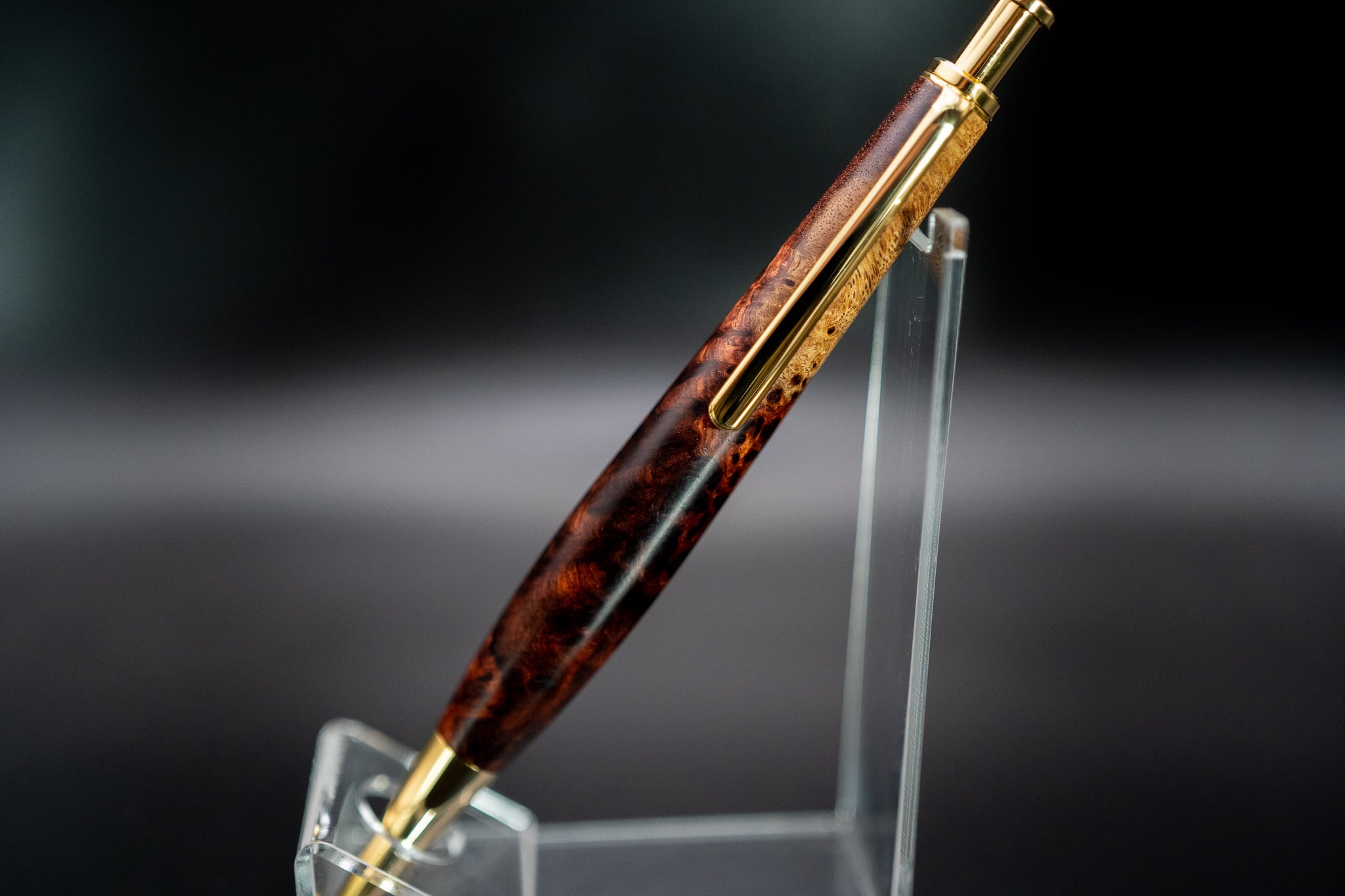 朱色の銘木】 本花梨紅白 極上 gold BP | 木軸ペン工房 金杢犀