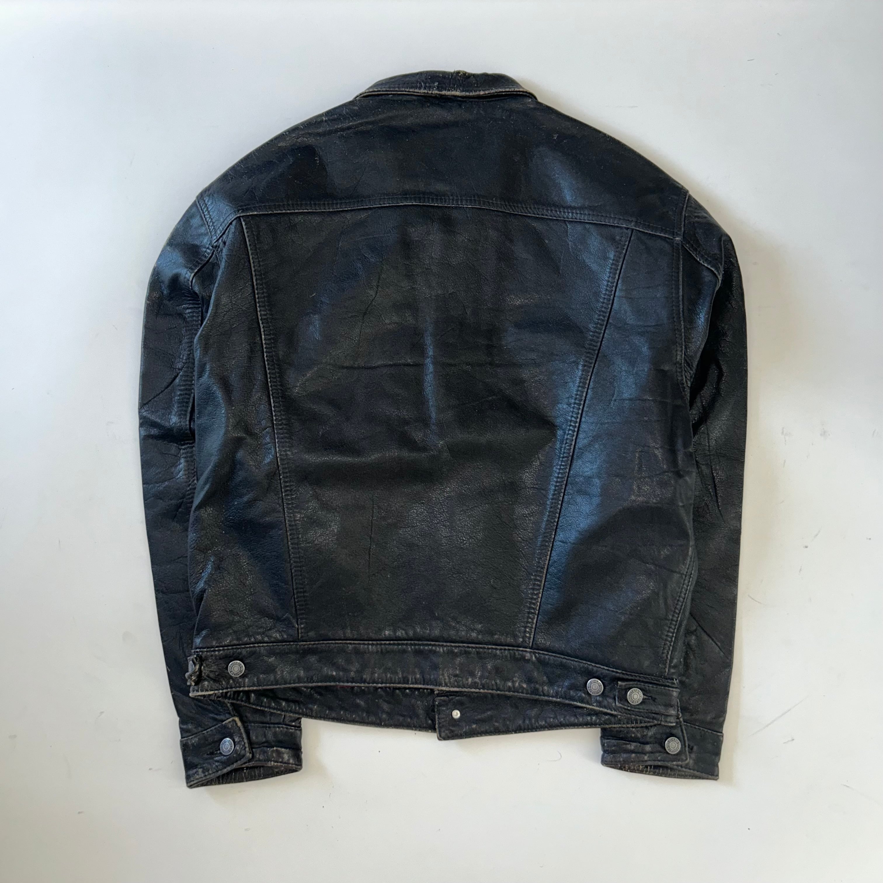 90s Levi's Leather Trucker Jacket Made in Italy | DOCK_Vintage