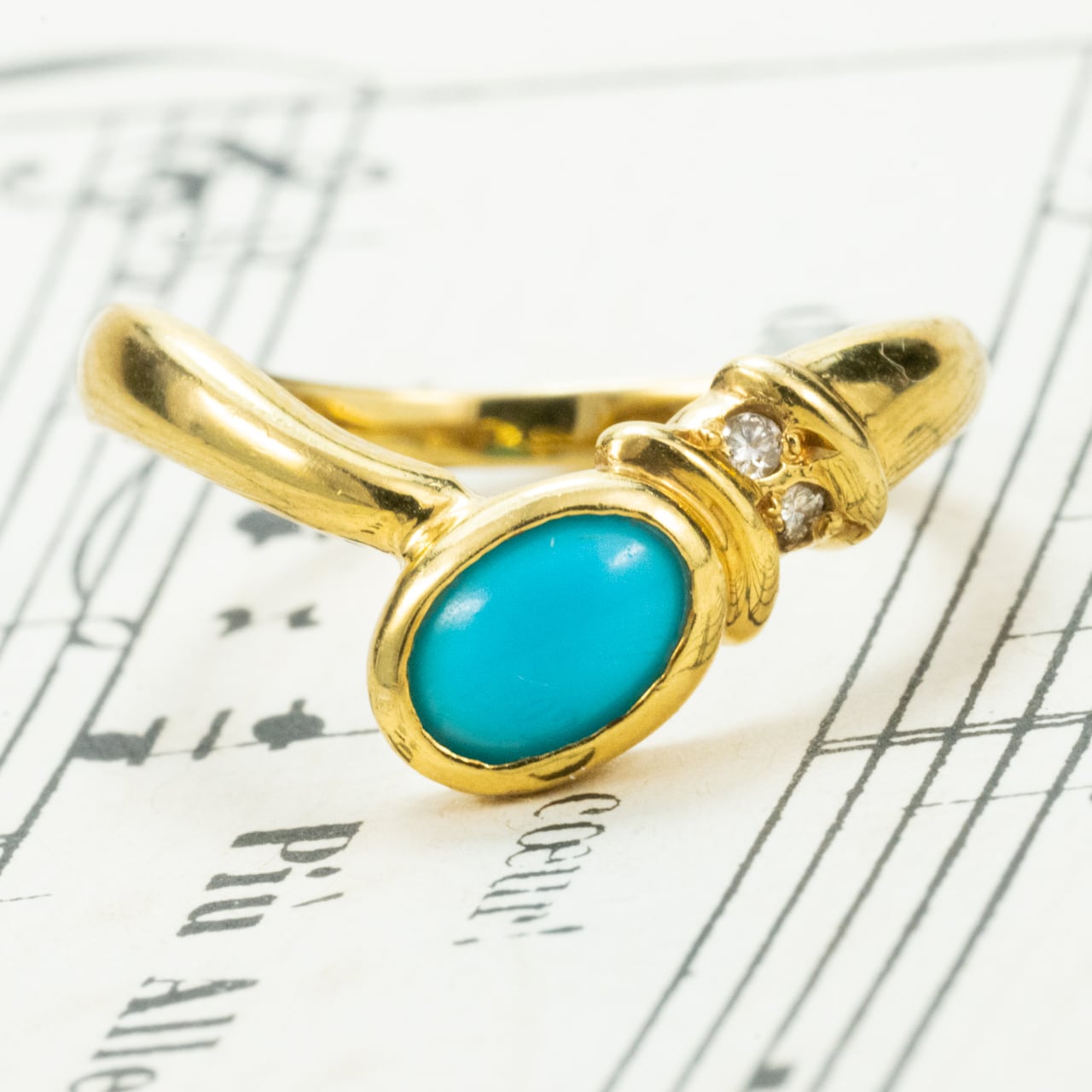 K18 ターコイズ ダイヤモンド 18金リング ～青空のブルー。どこまでも