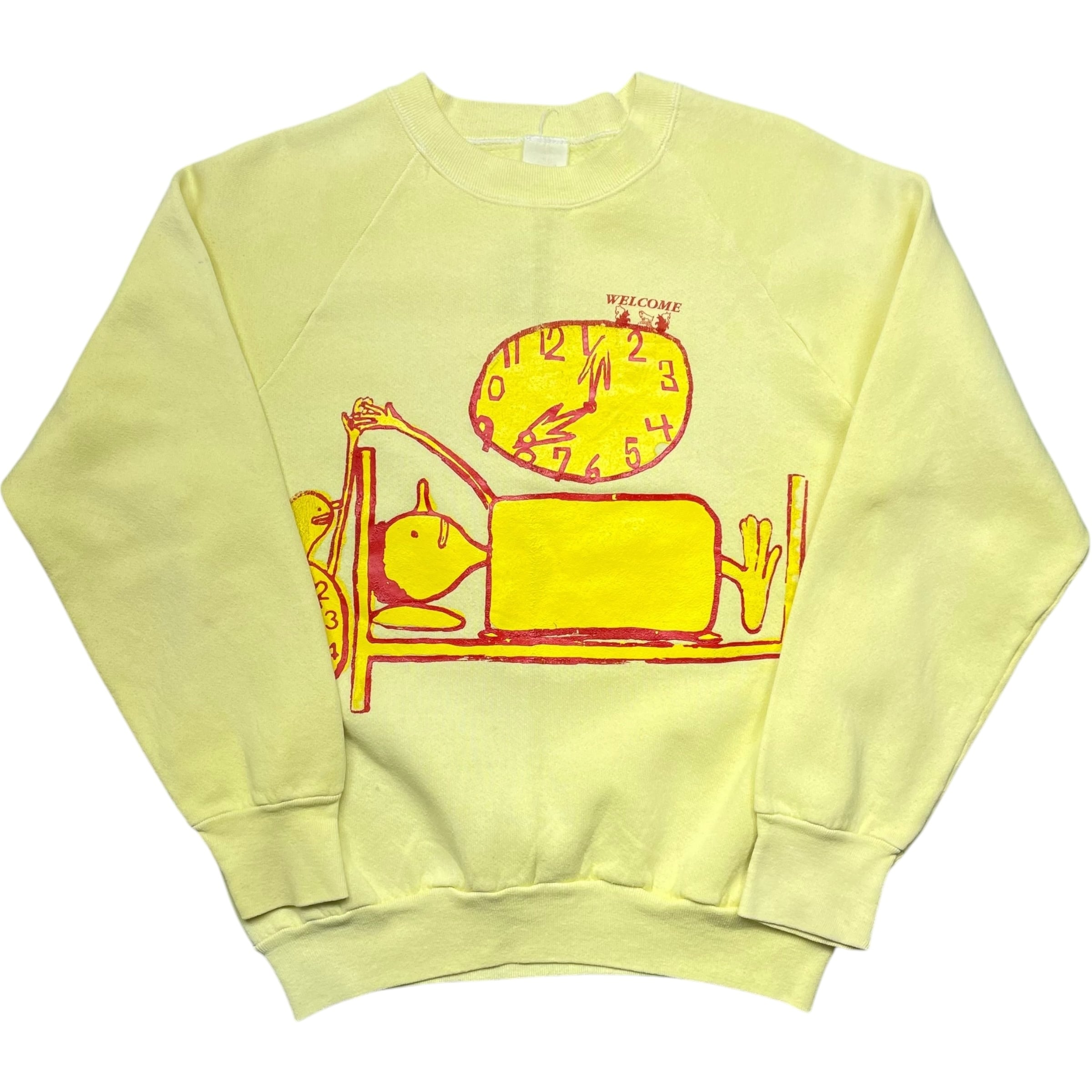 《S》unknown プリント スウェット ラグランスリーブ イエロー no.6178