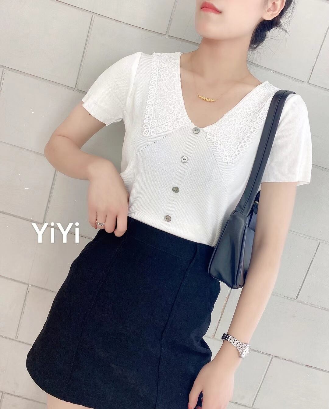 レース襟 カーデ風トップス AJ111-5007