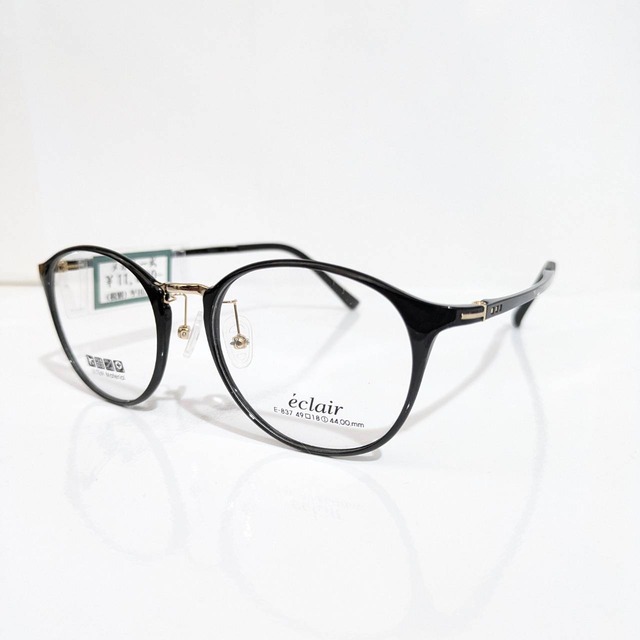 ※【eclair】ラウンドコンビフレーム　ブラック・ゴールド