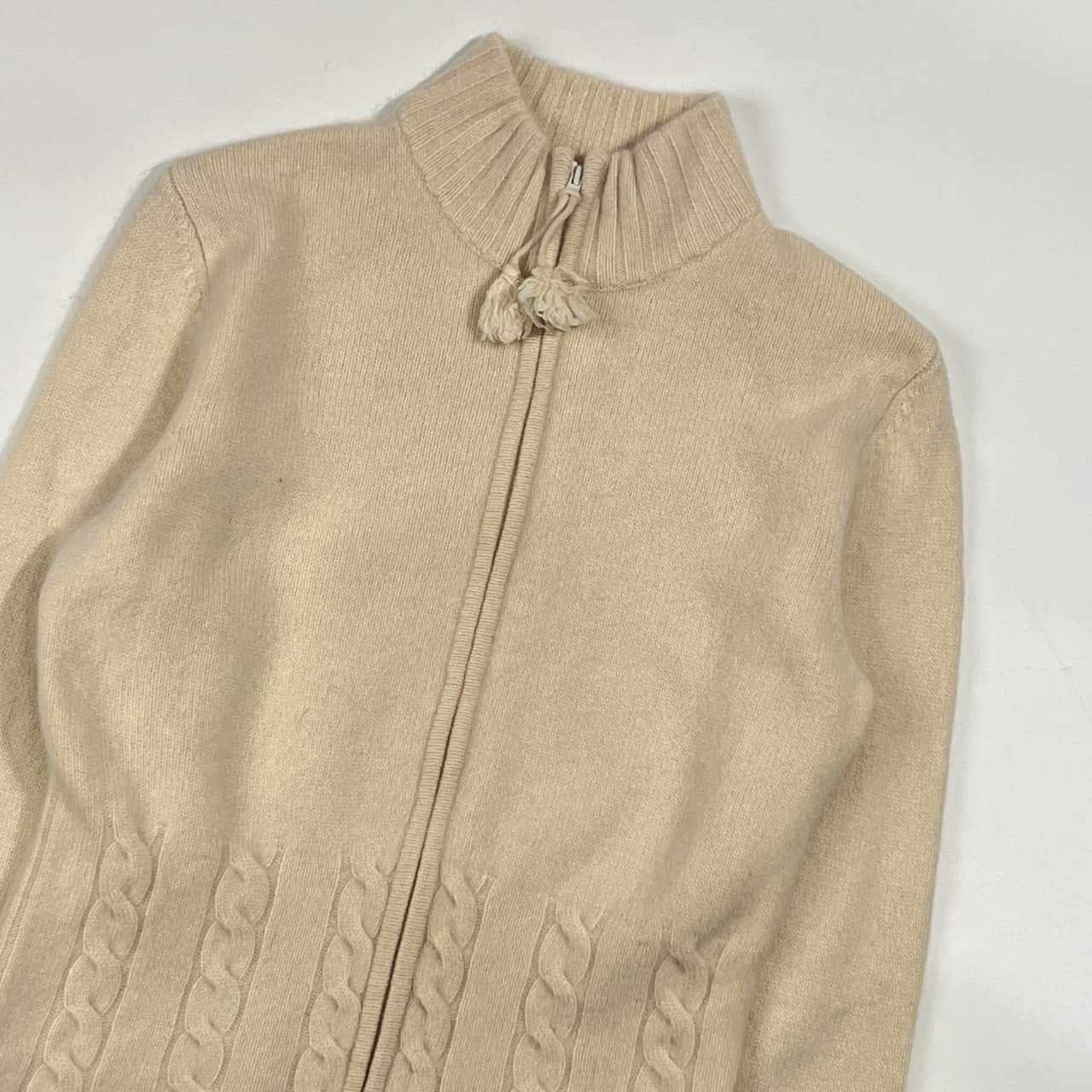 カシミヤ100% THENEWS ザニュース ダブルジップ ニット ジャケット M/アイボリー レディース