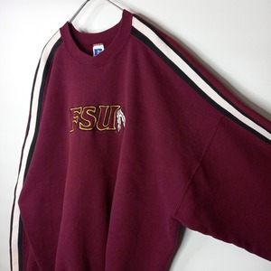 90s　アメリカ製　ラッセル　スウェット　カレッジ　刺繍　ボルドー　XXL