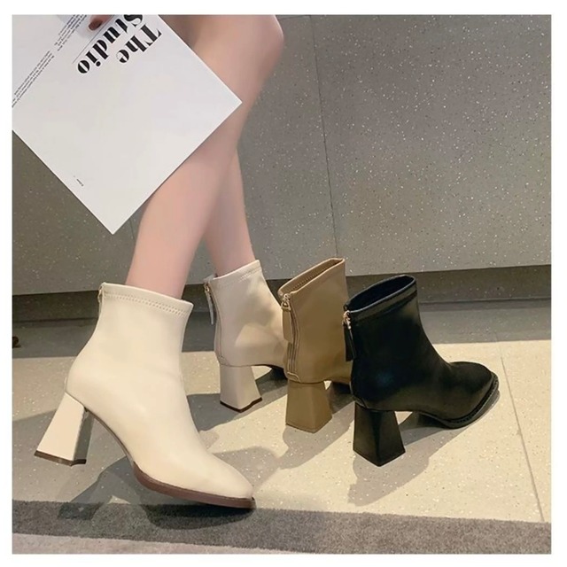 スクエアトゥレザーブーツ　PA00422