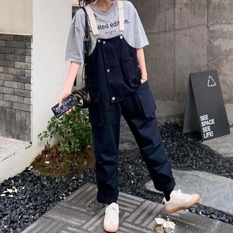 折り返しデザインボタンのオーバーオール K16260 | くまの小箱