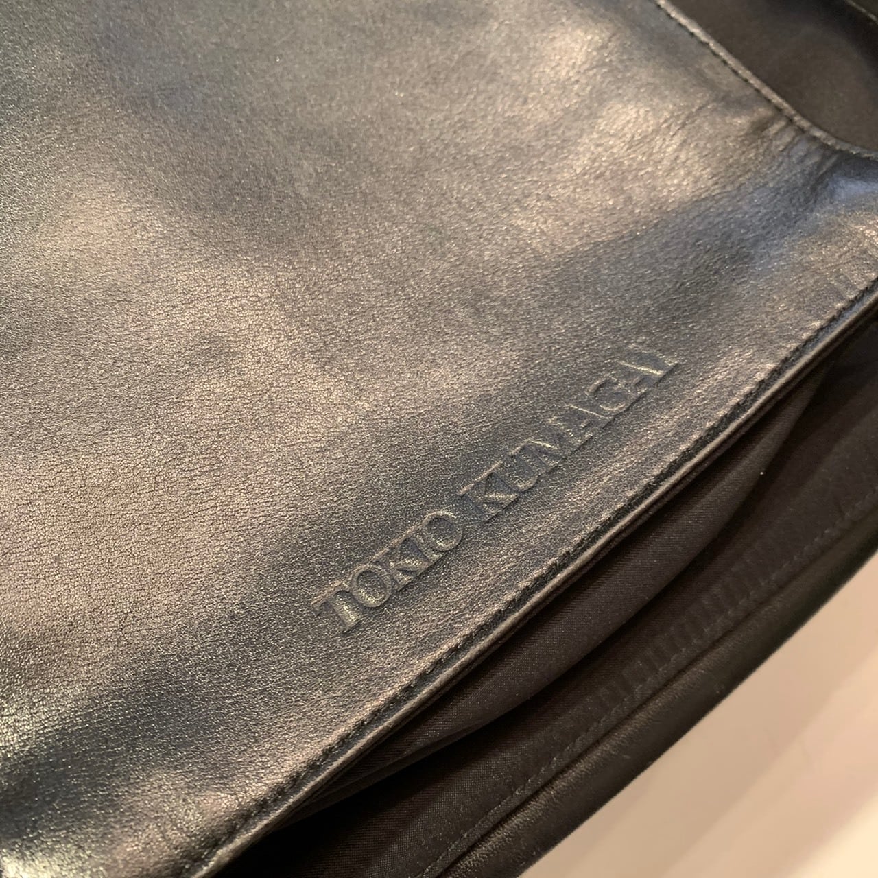 TOKIO KUMAGAI" Black leather × Nylon hand bag   Kissmet