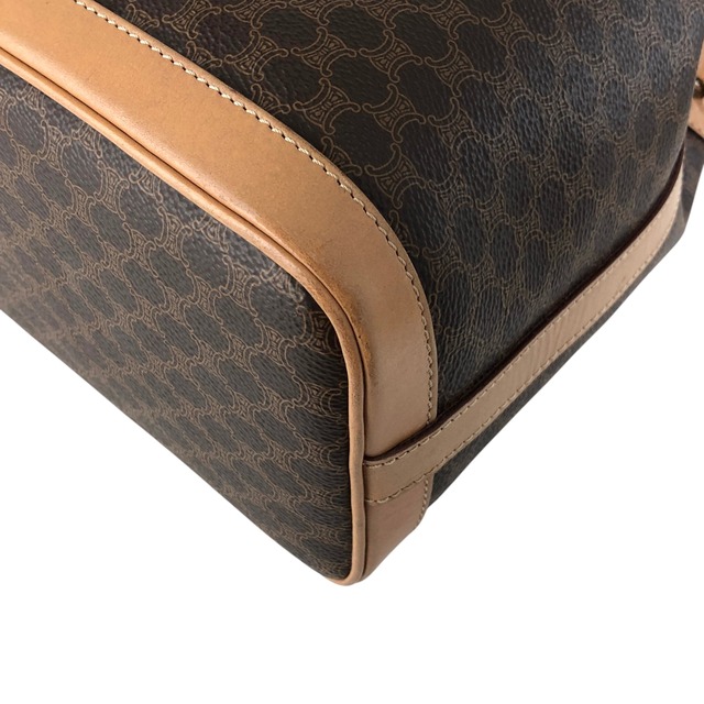 CELINE セリーヌ マカダム ショルダーバッグ ブラウン ブラゾン型押し PVC レザー 巾着 vintage ヴィンテージ オールド 3mevbd