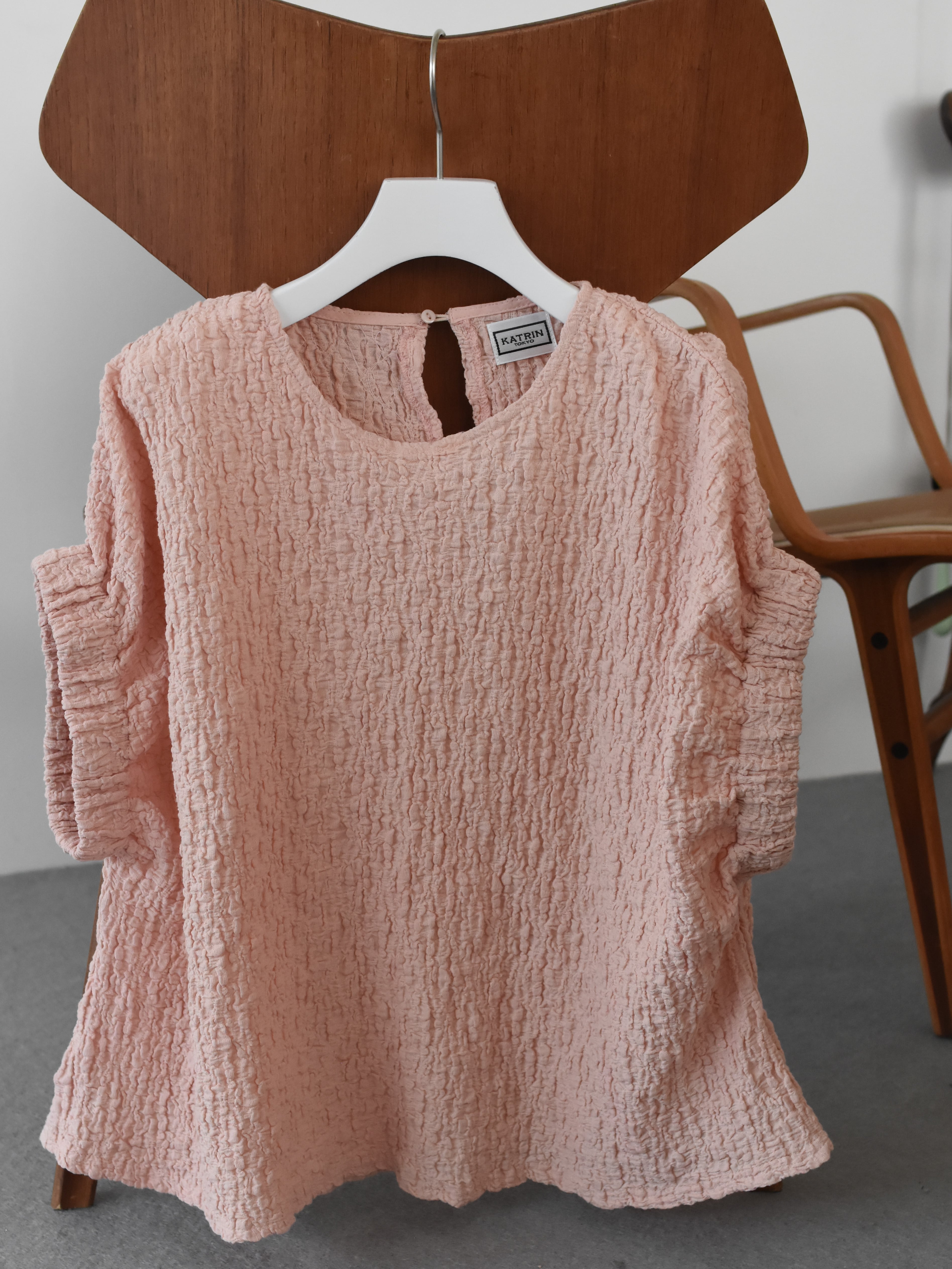 POKOPOKO shirring sleeve blouse（pink）