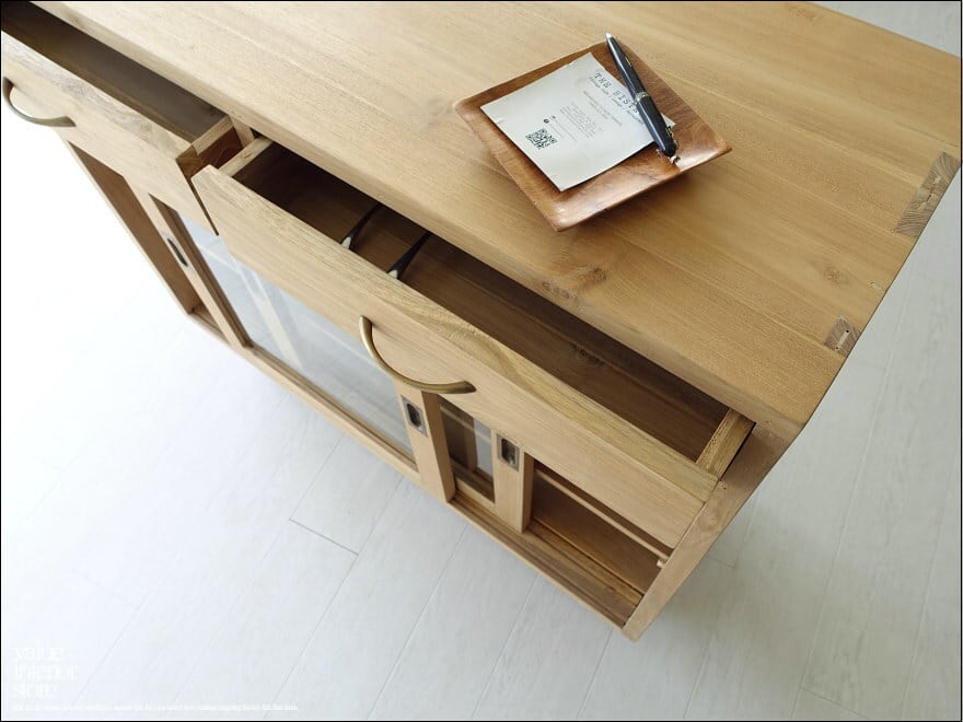 引き戸食器棚 Porte/N キッチン収納 飾り棚 カウンター ナチュラル