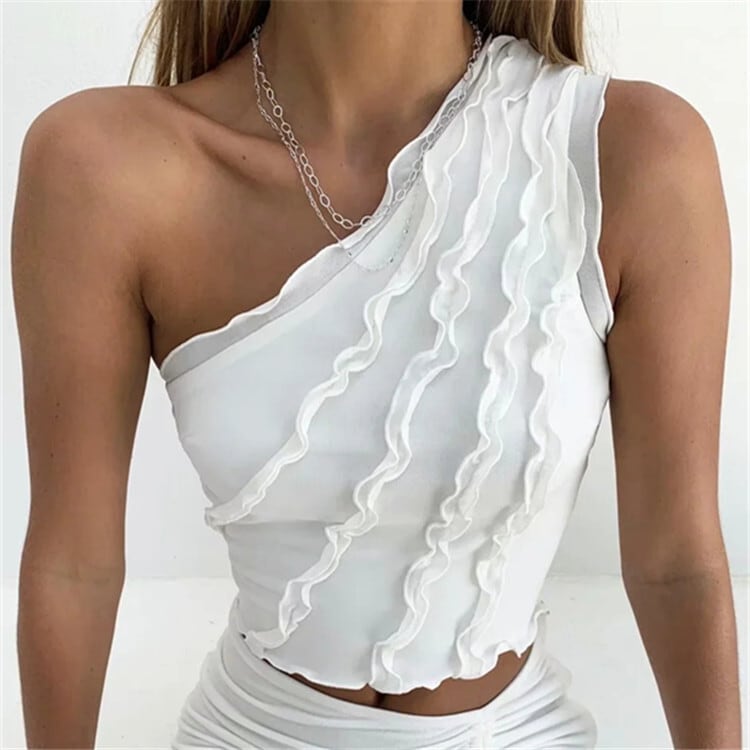 ワンショルダーフリルトップス ワンショルダーフリルトップス[品番：MKSW0013884]｜EMODA（エモダ）の