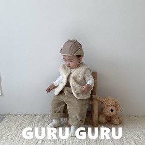 【guruguru】ふんわりベビーファーベスト アイボリー 70~90cm 241202