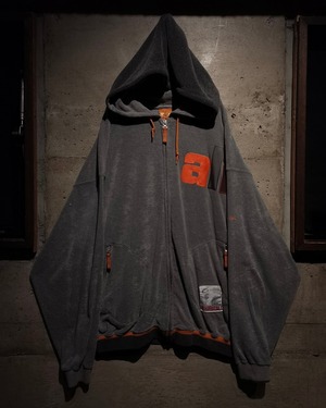 【Caka】"PLATINUM FUBU" "Muhammad Ali" Design Vintage Loose Zip Up Velour Hoodie