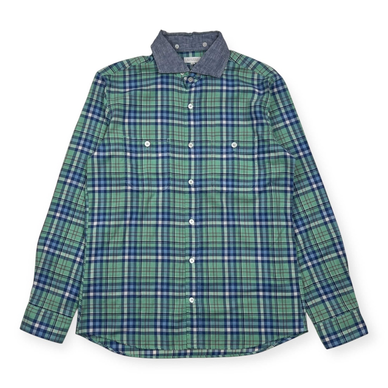 MACKINTOSH PHILOSOPHY マッキントッシュフィロソフィー チェック 襟切替 長袖シャツ 40/グリーン×ブルー 系 メンズ