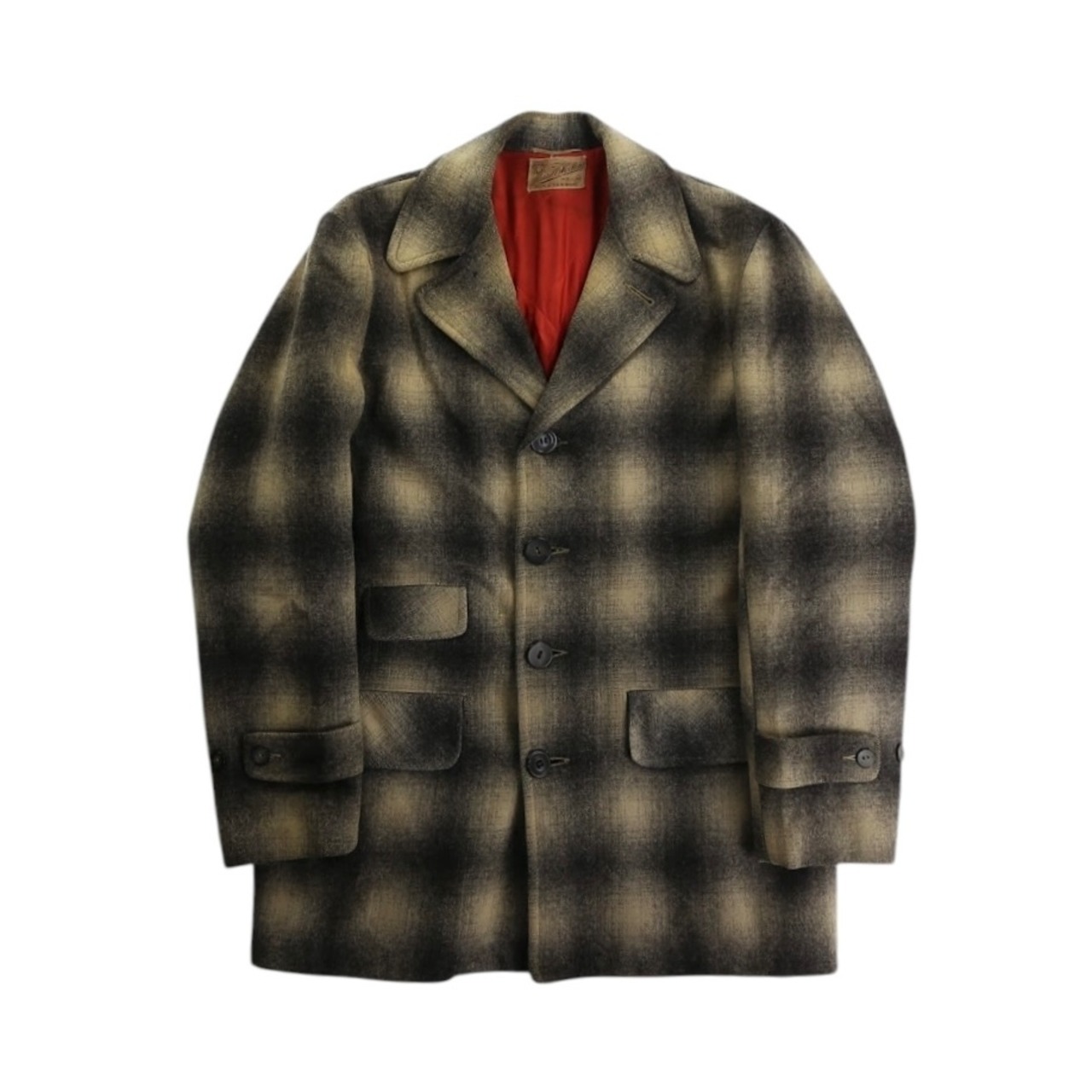 OTSU TOKYO】1950s vintage ombre check wool jacket -2721- | cv