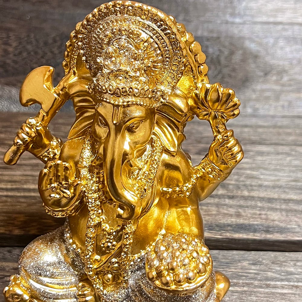 再入荷】ガネーシャ神像 幸運を呼ぶ！黄金に輝くガネーシャ像