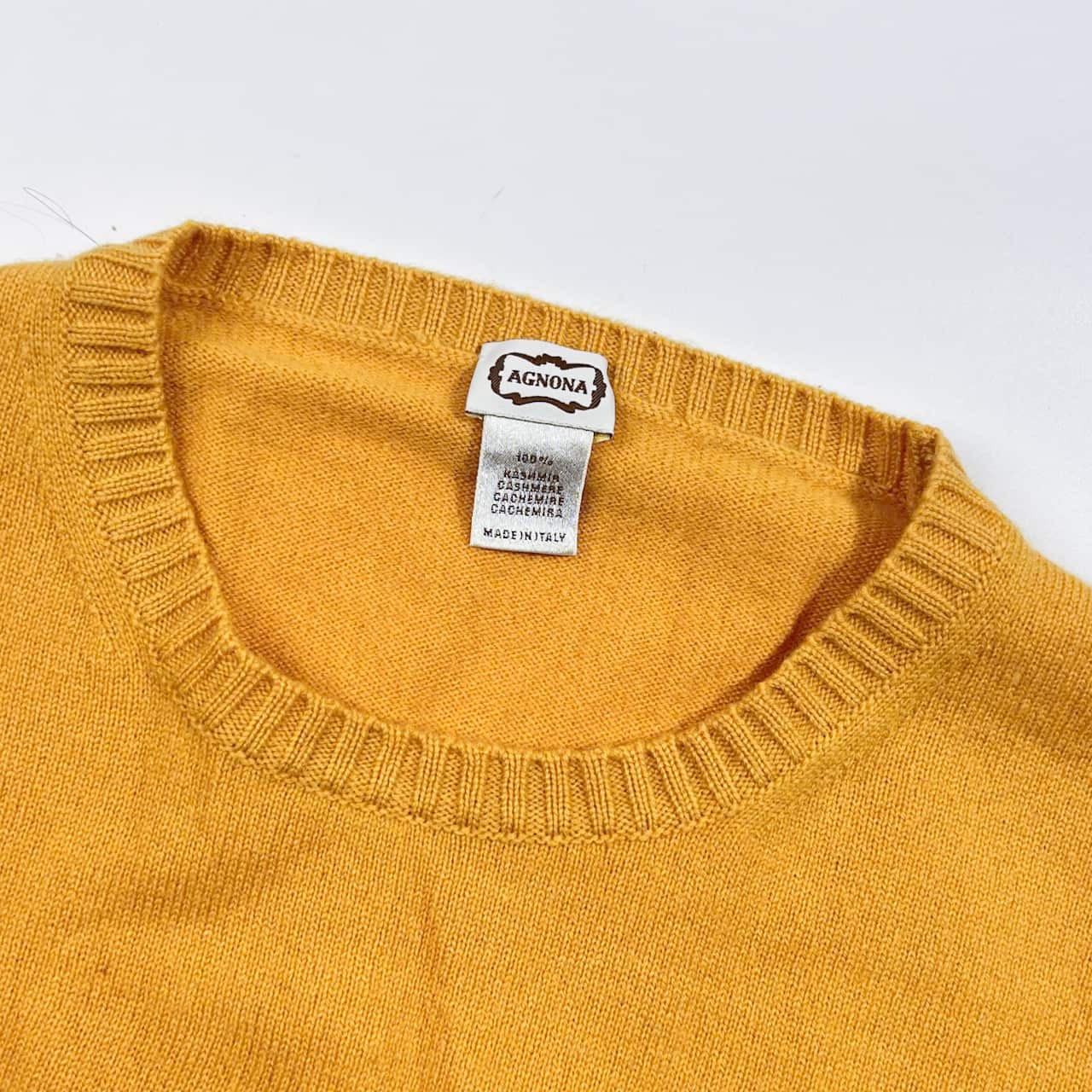 カシミヤ100% イタリア製 AGNONA アニオナ ニット セーター 50/イエロー メンズ