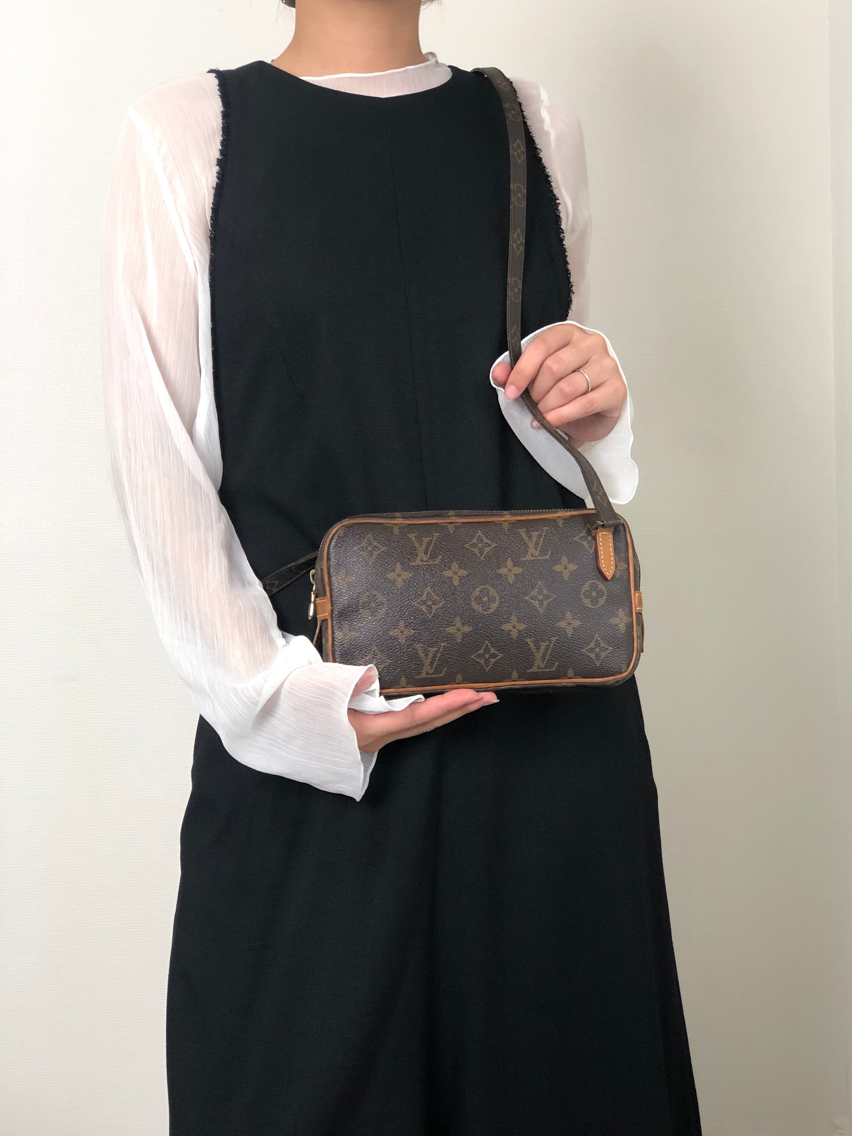 LOUIS VUITTON ルイヴィトン モノグラム ショルダーバッグ ブラウン PVC レザー vintage ヴィンテージ オールド u4jnak