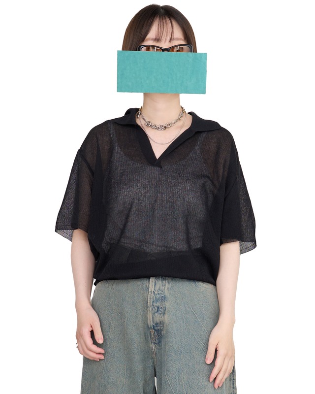 ssstein "PE/RAMIE KNIT SS SKIPPER〔BLACK〕"