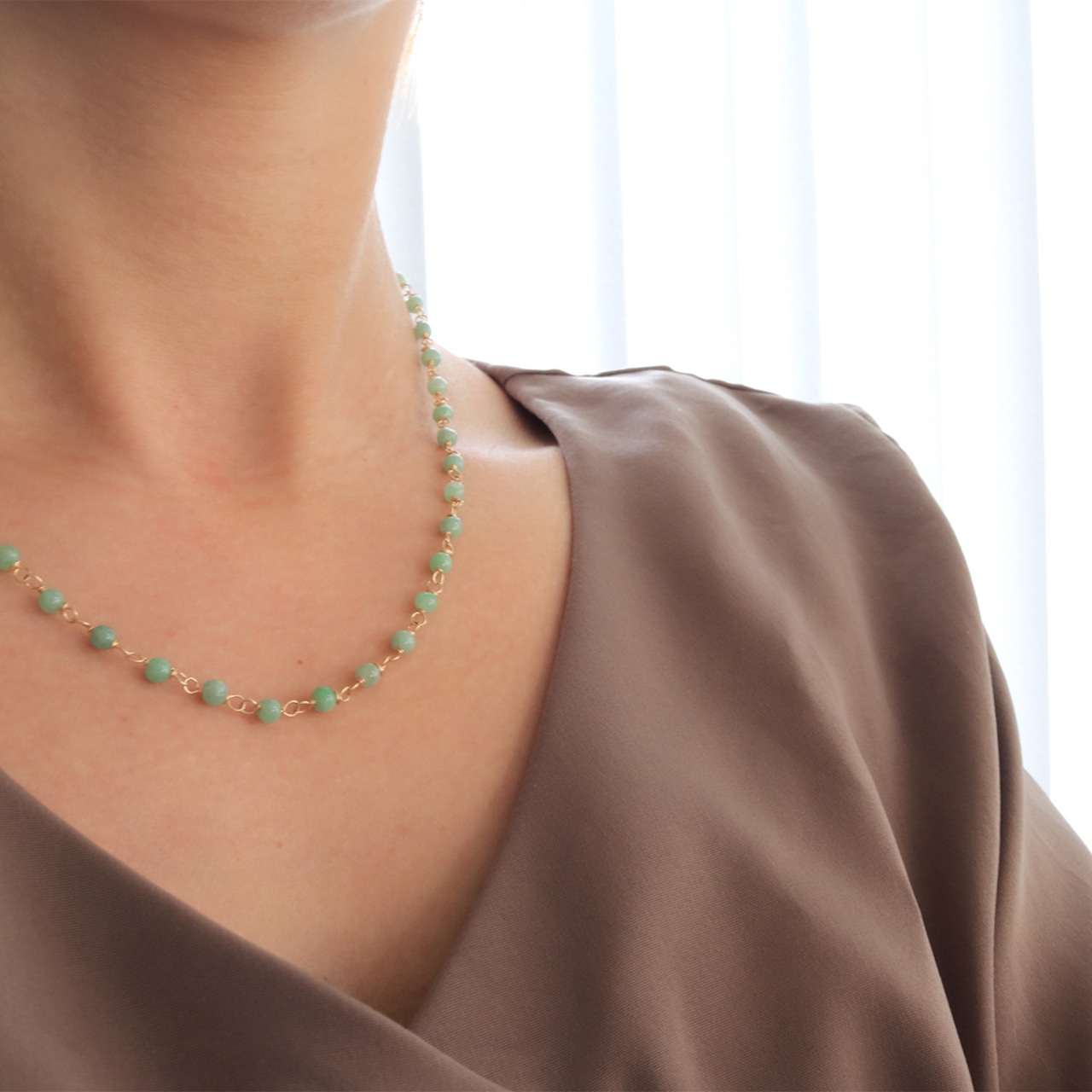 人気！K14GF翡翠眼鏡留めネックレス　（緑・白　２カラー展開）A貨翡翠 jd_ne1016