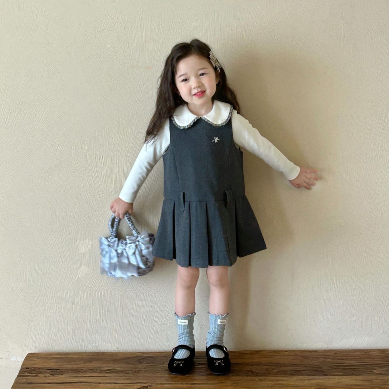 春ラシャAライン袖なしワンピース