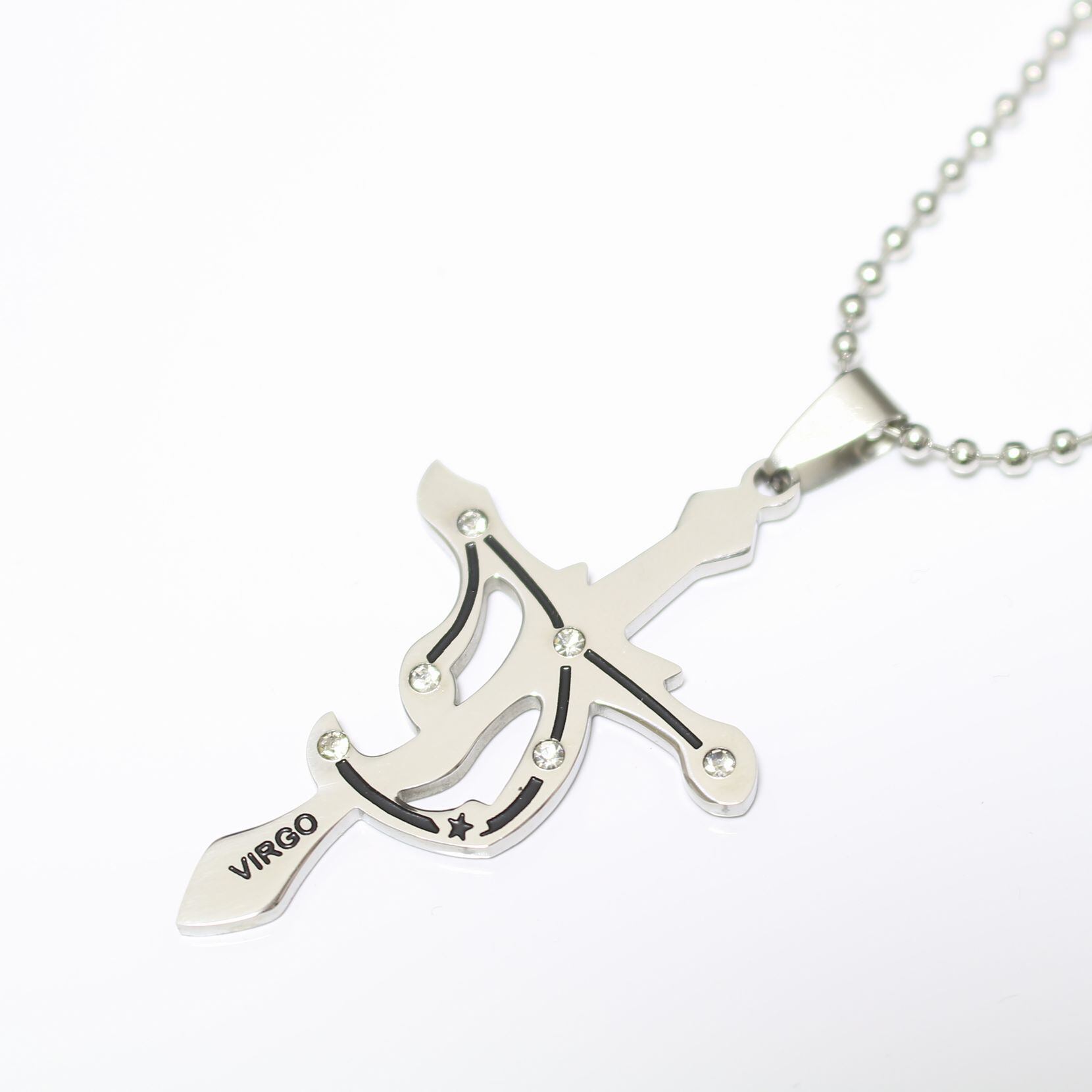 ステンレス 星座型プレートペンダント(乙女座) ※チェーン付き