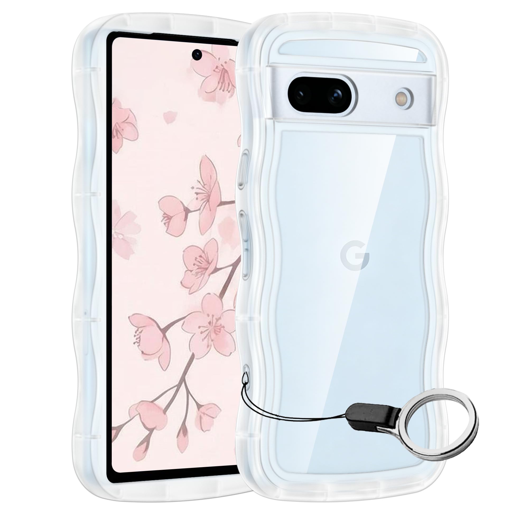 HILEGENER for Google Pixel 7A かわいい ケース うねうね 耐衝撃 グーグル ピクセル7A 6.1インチ用滑り止め スマホケースウェーブ デザイン 手にフィット スマホカバー 韓国 可愛い クリア ソフトTPUカバー 波状エッジ ソフトシェル ケース 人気 落下防止 全面保護 ワイヤレス充電対応 ストラップホール付き(Pixel 7A-純透明)