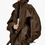 American retro brown leather jacket (NC016)