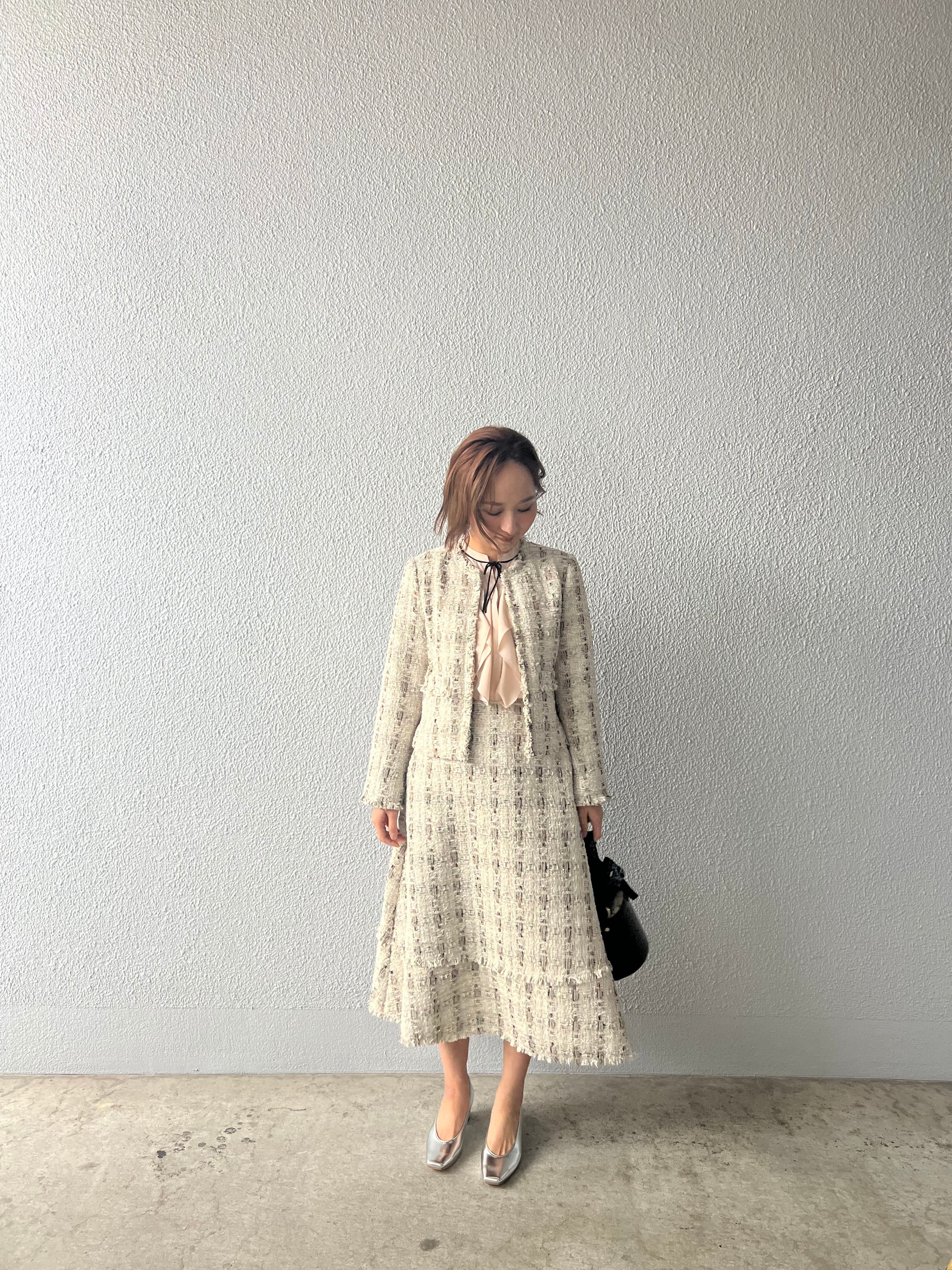 【anana】セットアップ可 ラメツイードミモレ丈スカート a89-045