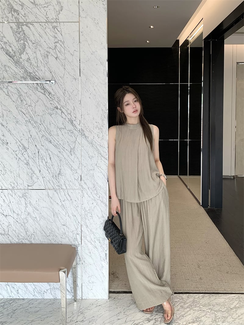 set】ノースリーブトップス×ワイドパンツセット M23271 | nanastyle