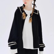 【2color】配色ラインセーラー風ブルゾン i0165