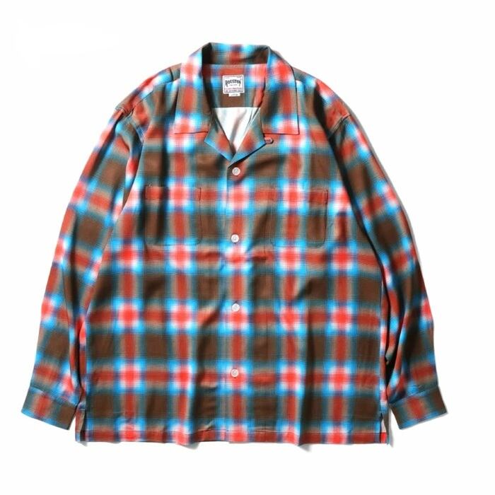 50s 60s /vintage/ビンテージ/national/wool/チェック.シャツ/開襟