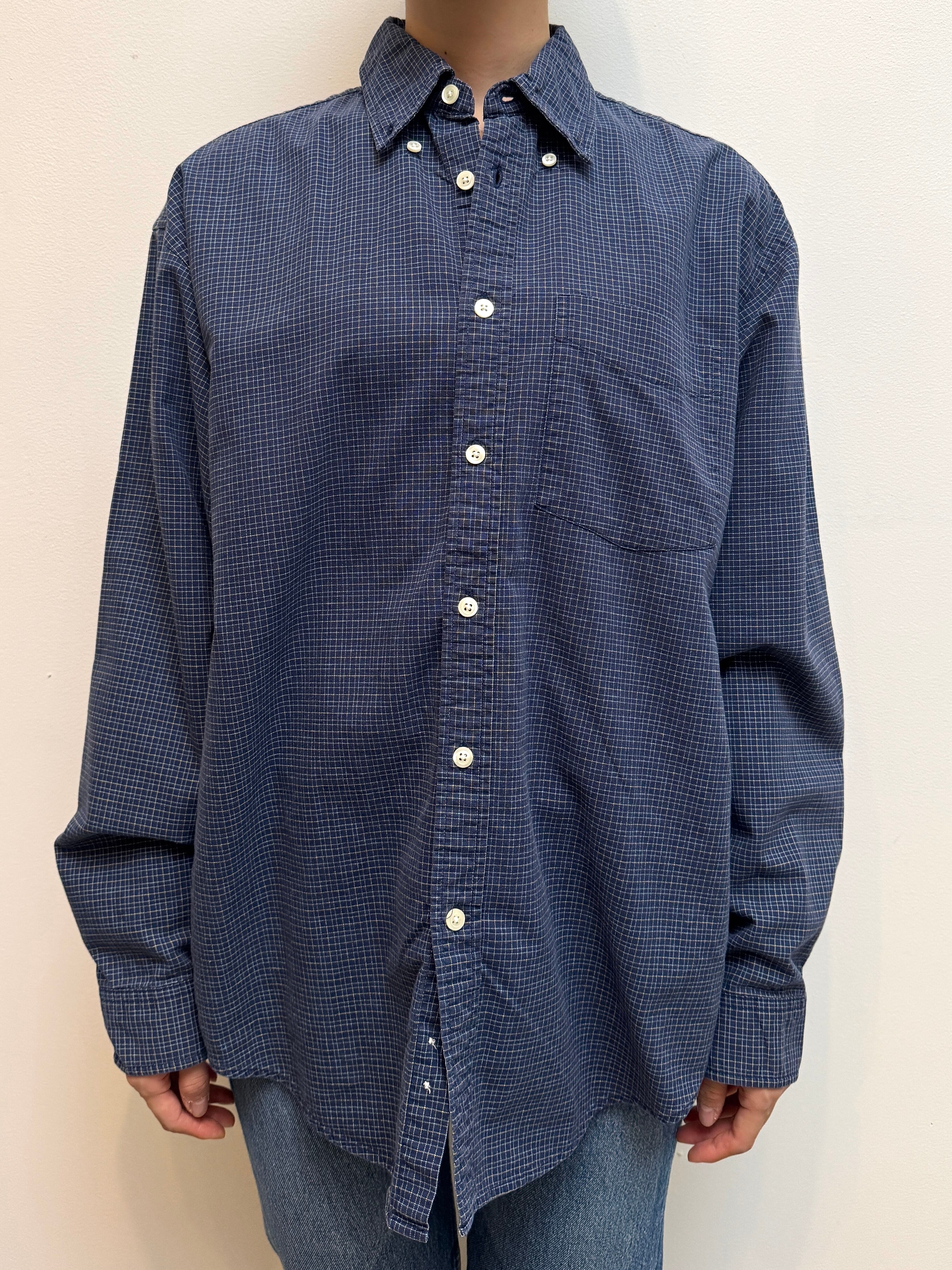 BL18-10 USED GAP CHECK SHIRT -NAVY-
