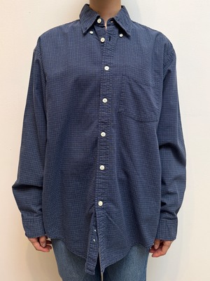 BL18-10 USED GAP CHECK SHIRT -NAVY-